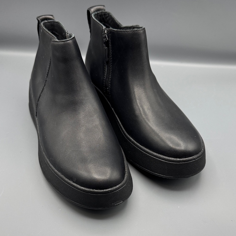 Fitflop Black Leather Platform Ankle Boots